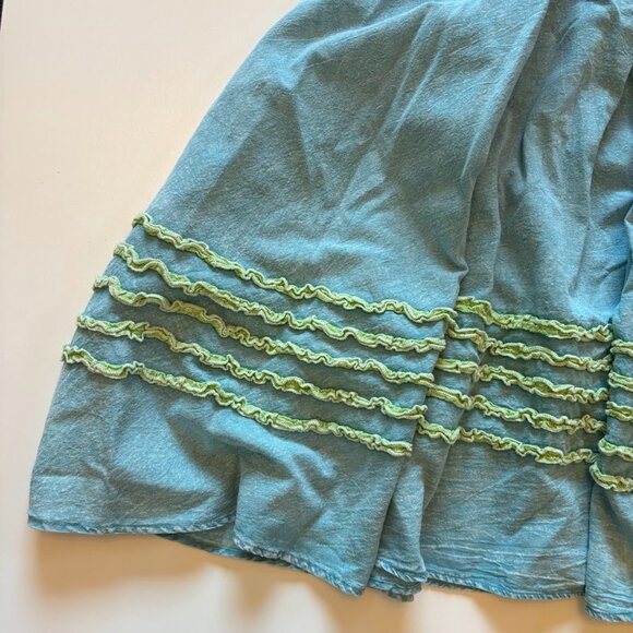 Oli and Hali Frilled Details Aqua Midi Dress Sleeveless Smocked Back Tie Pocket - Picture 10 of 14